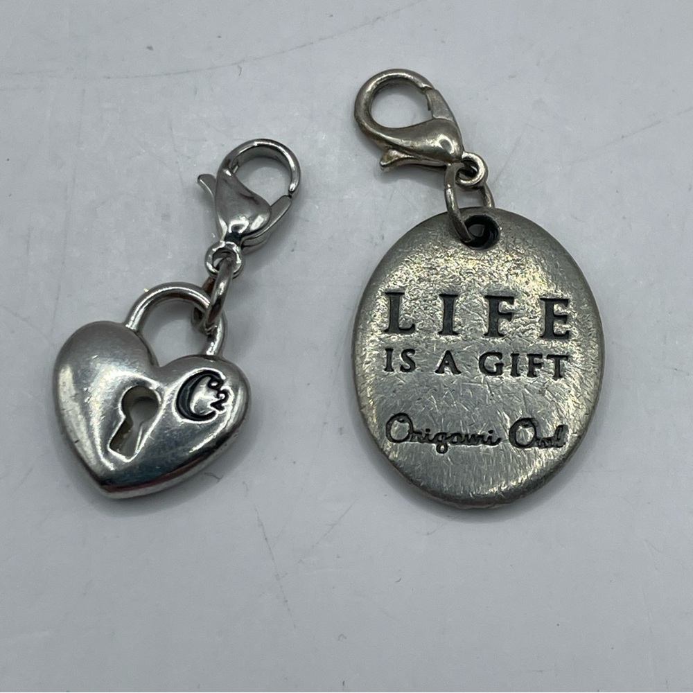 Two Authentic Origami Owl TREE OF LIFE is a Gift and Keyhole Heart Dangle Charms
